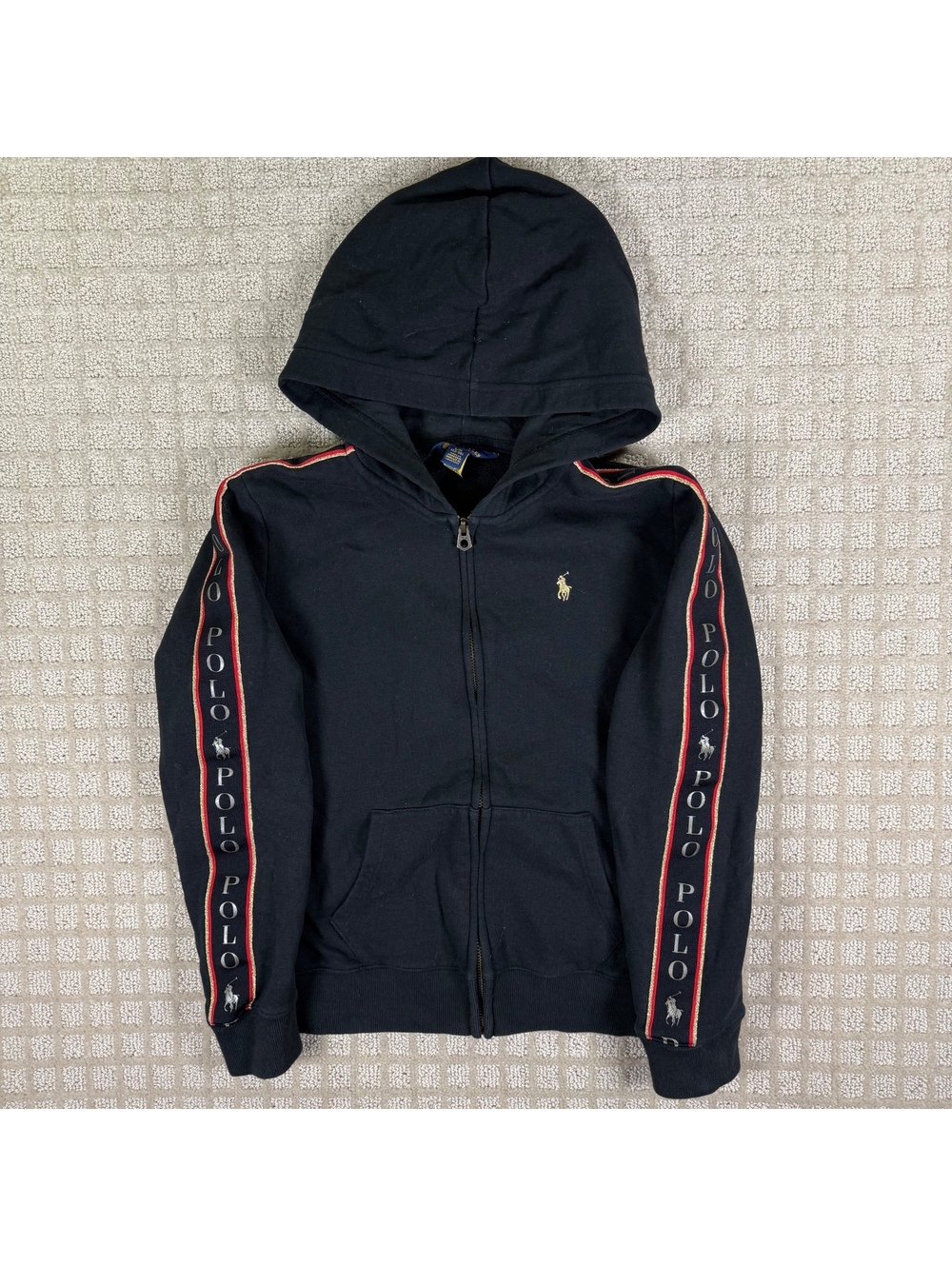 Polo Ralph Lauren Black Zip Hoodie Youth L 12/14
